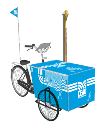 Chariot îlotier mobile utilisé par les agents de la SABOM en centre-ville
