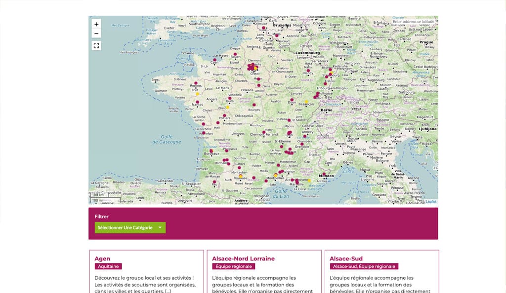 Carte sites locaux EEUDF