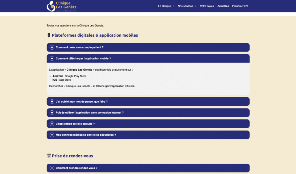 Site web éco-conçu de la Clinique des Genêts