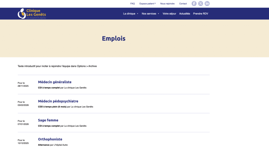 Site web éco-conçu de la Clinique des Genêts