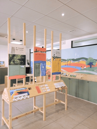 Aggelos a accompagné le réaménagement du bureau d’information touristique de Saint-Julien-en-Born en parcours de découverte du territoire, de l’intérieur des Landes jusqu’à Contis.